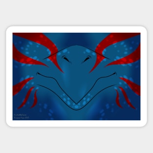 Blue with Red Stripes Dragon Mask Sticker